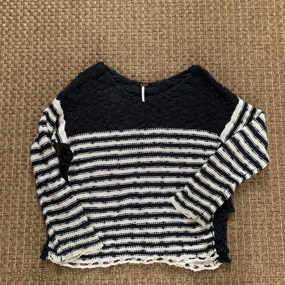 Free People Black and White Striped Sweater